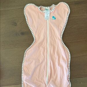 Love to Dream Pink Swaddle with Striped Edges